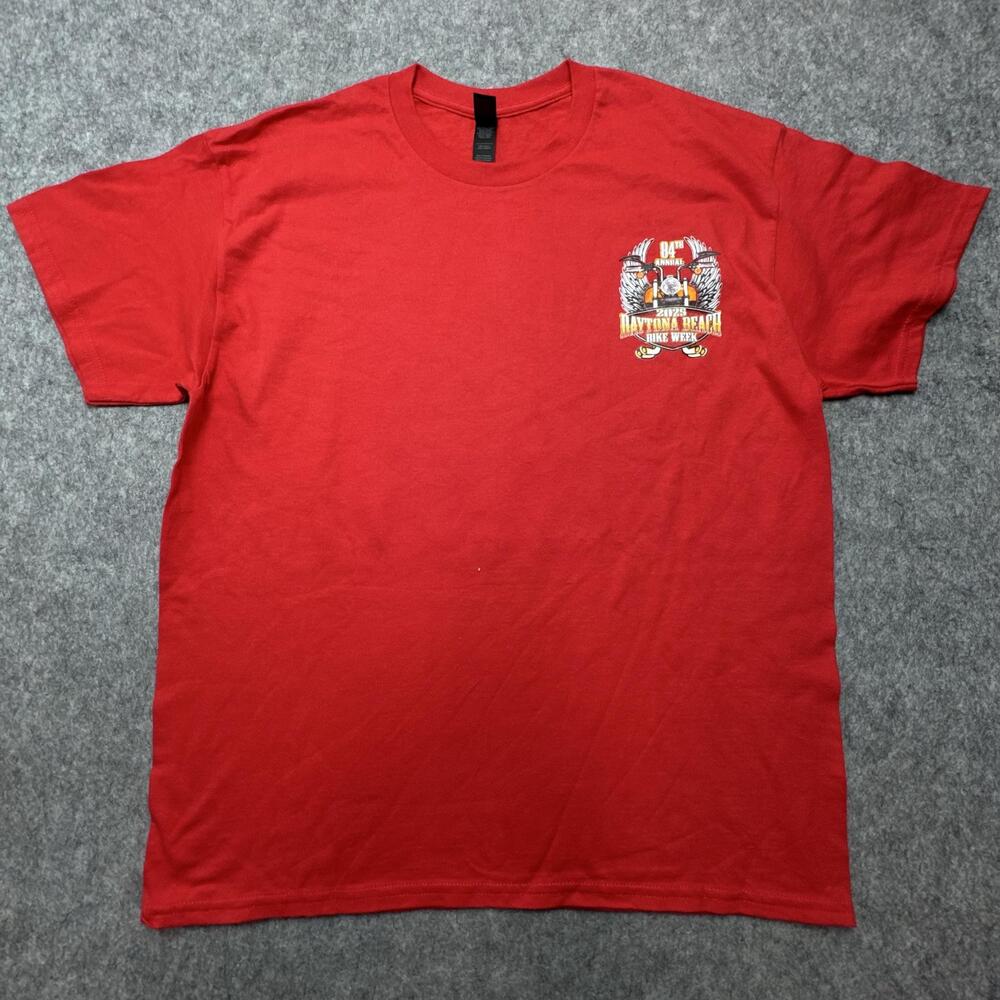 Daytona Beach Bike Week Shirt Mens Large Red 2025 84th Annual Motorcycle Tee